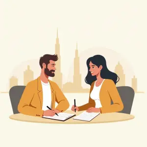 Illustration of signing a mortgage contract in Dubai