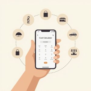 a phone with an app to calculate costs as an illustration of calculating the costs in Dubai to determine if it's expensive