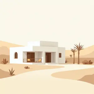 eine Illustration einer weißen Villa in Dubai