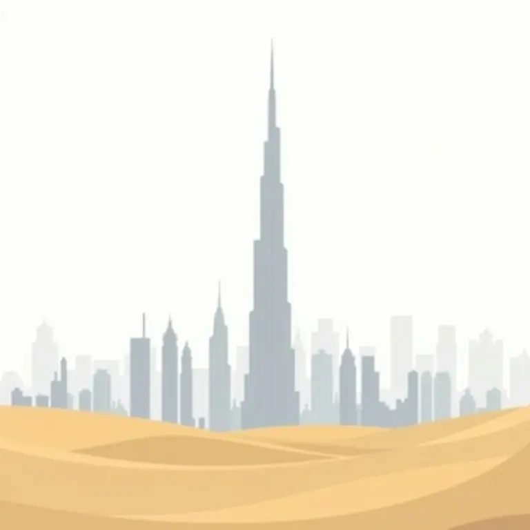 Burj Khalifa (tallest building in the world) seen from the desert in Dubai