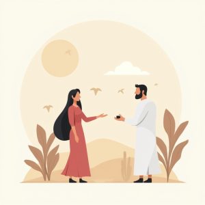 Illustration of two people networking
