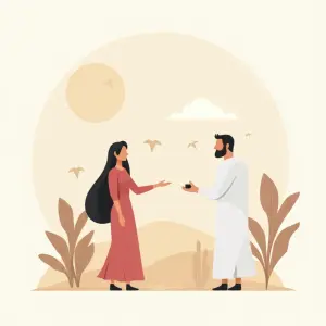 Illustration of two people networking