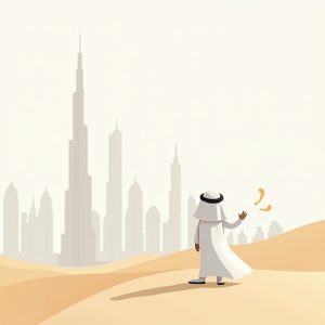 Person living in Dubai looking at Dubai from the desert