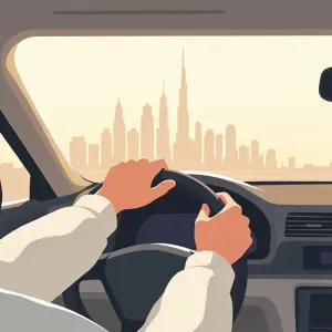 Person's POV of driving in Dubai
