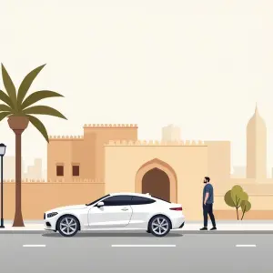 Person who has parked their car in front of a building