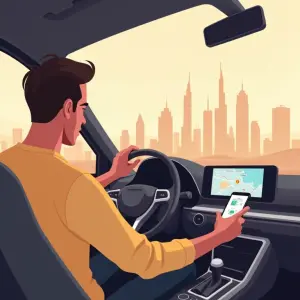 Person using their phone in the car
