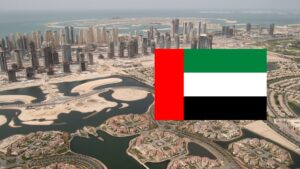 investeren in vastgoed in Dubai met een foto van Dubai van bovenaf